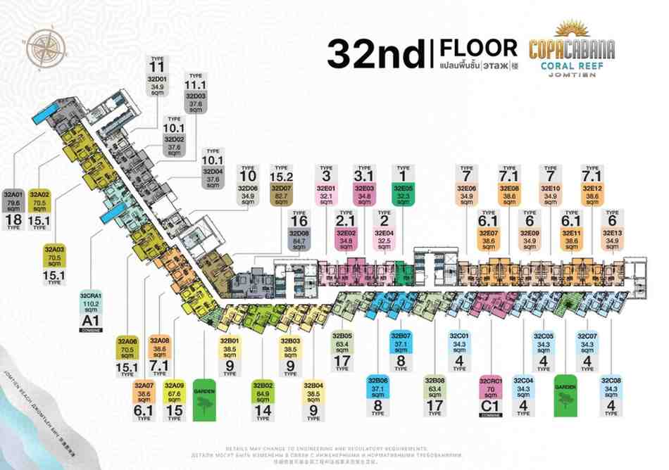 Copacabana Coral Reef 32nd Floor Plan