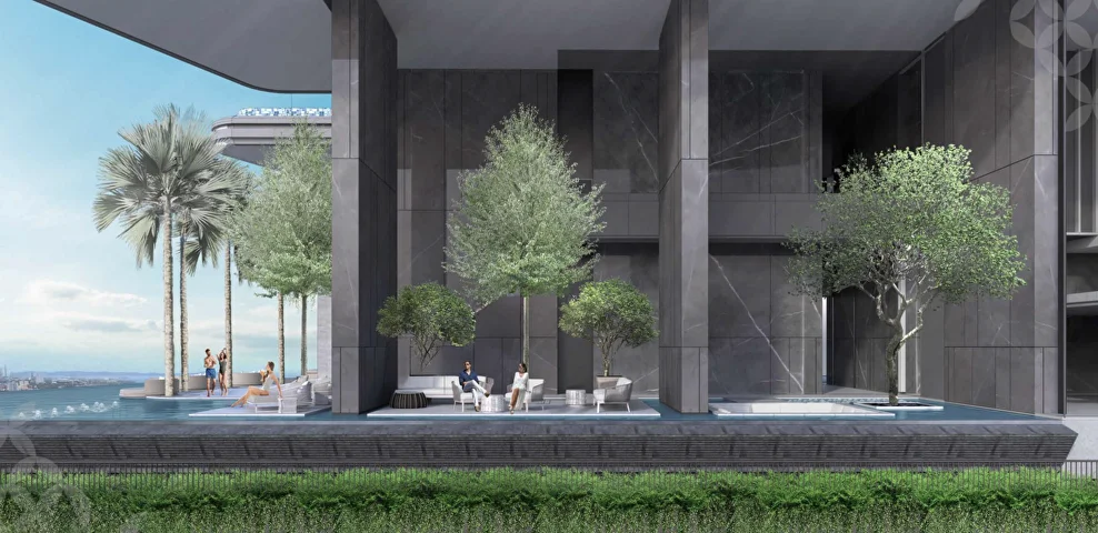 Shaded Pool Deck and Relaxation Area