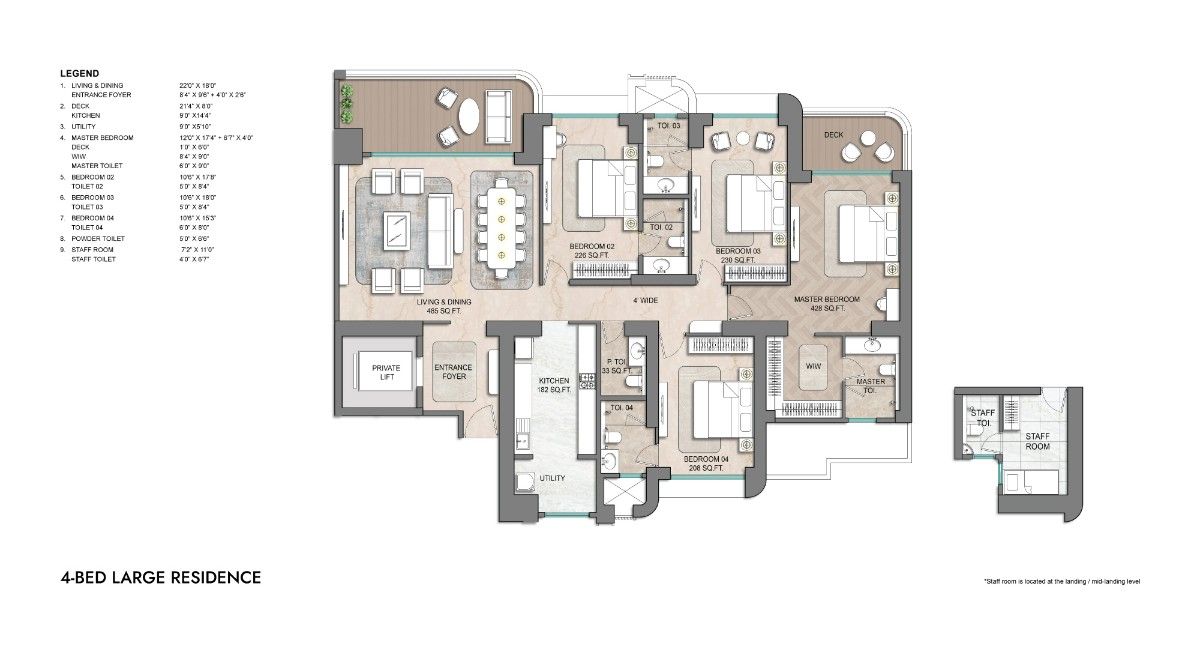 Lodha Aureus 4 Bed Large Residence Plan