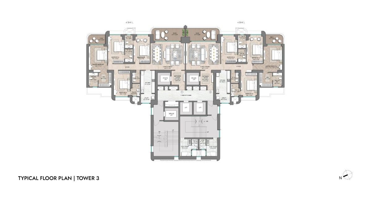 Lodha Aureus Typical Floor Plan Tower 3