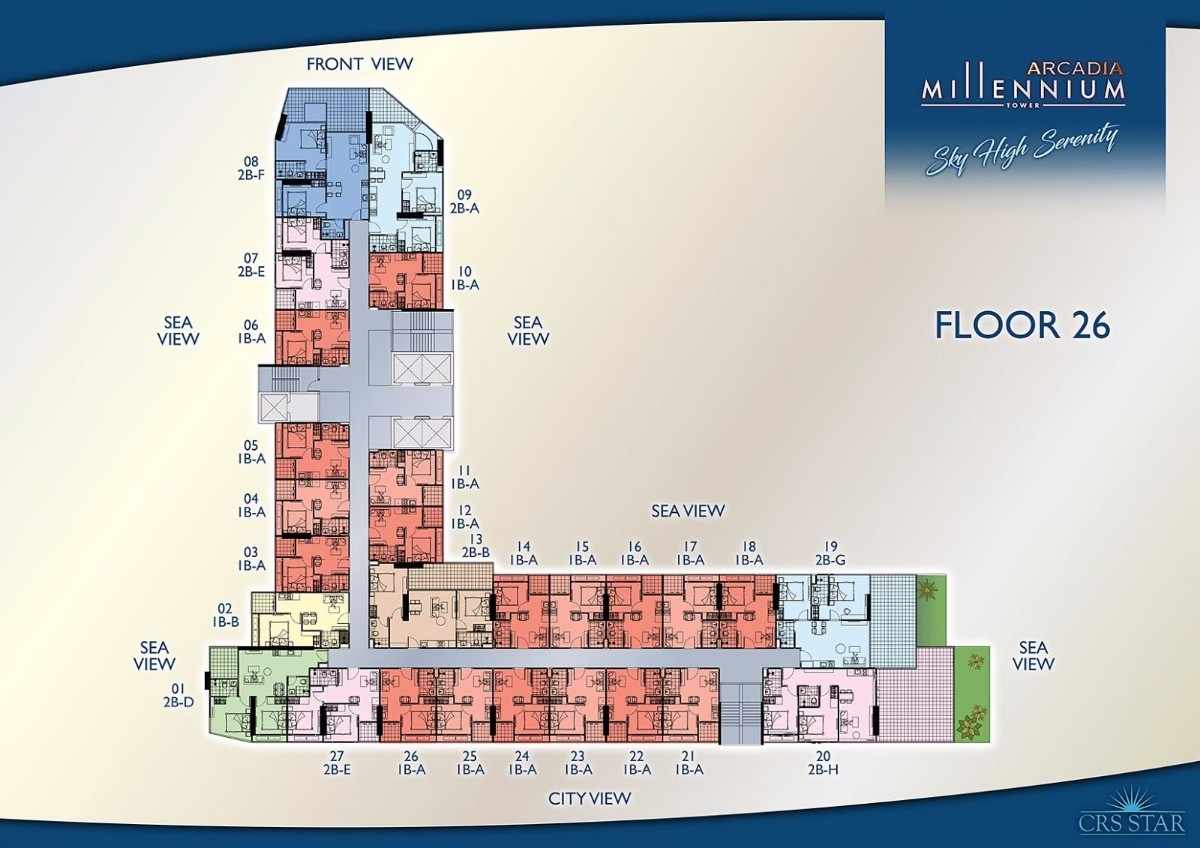 Arcadia Millennium Tower VIP 2 Bedroom Floor Plan