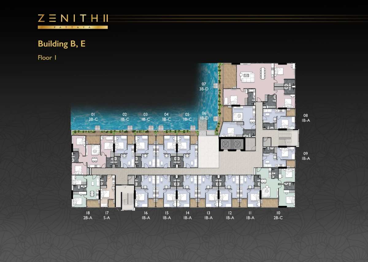 Zenith Pattaya II 2 Bedroom Corner Suite Plan