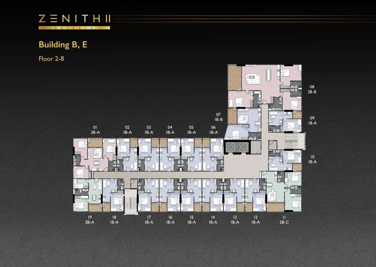 Zenith Pattaya II 2 Bedroom Corner Suite Plan