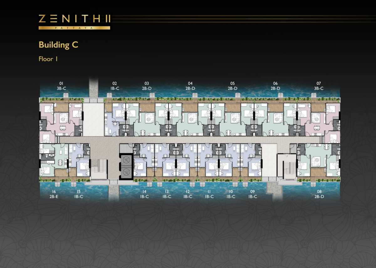 Zenith Pattaya II 2 Bedroom Corner Suite Plan