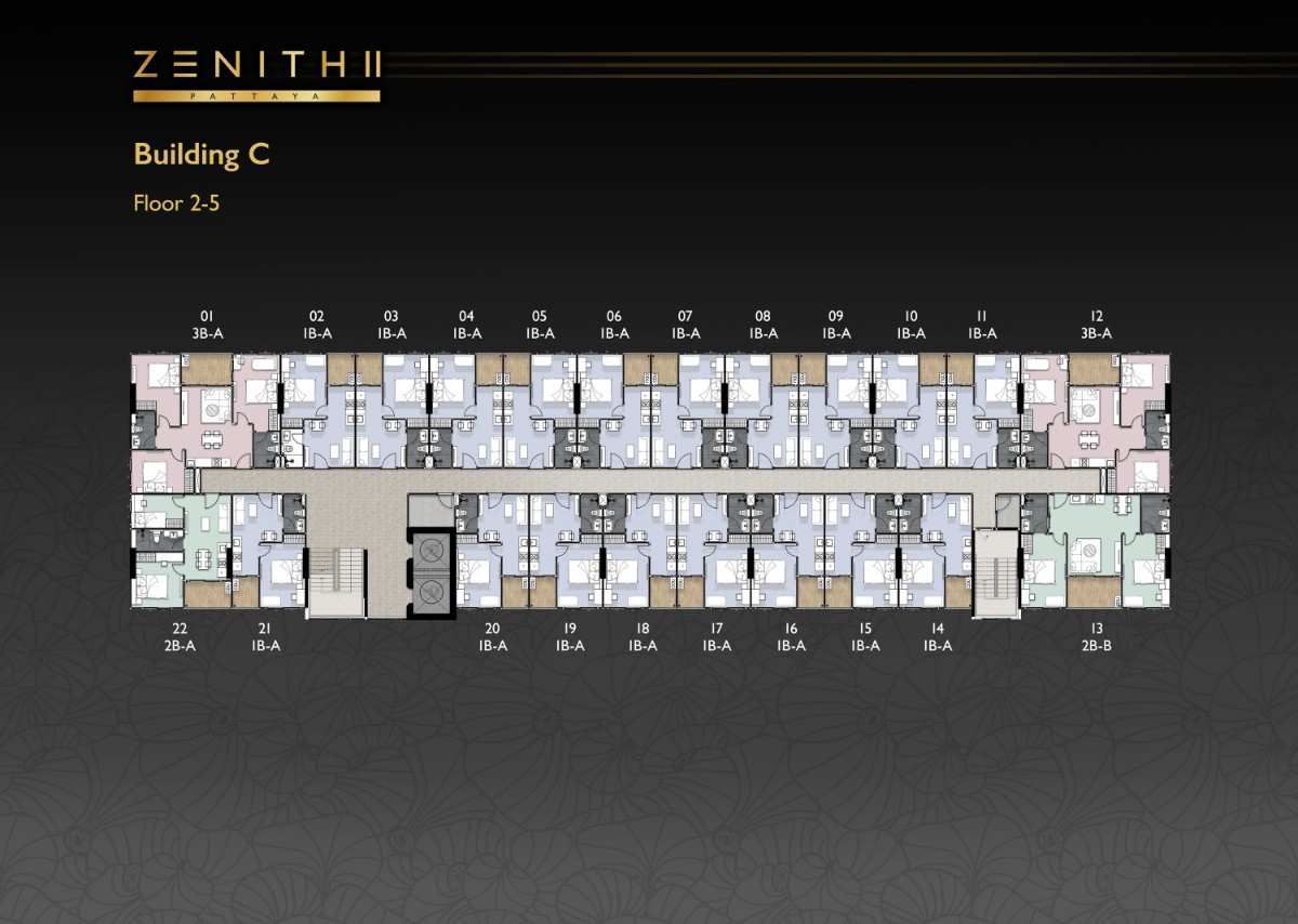 Zenith Pattaya II 2 Bedroom Corner Suite Plan