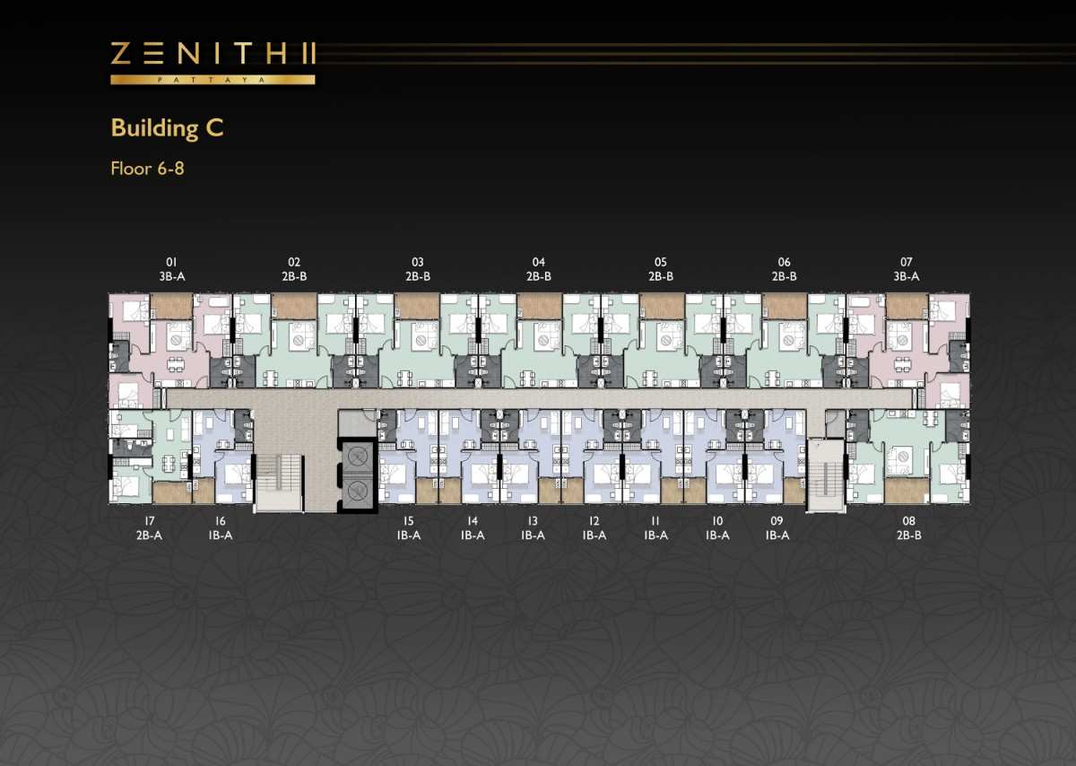 Zenith Pattaya II 2 Bedroom Corner Suite Plan
