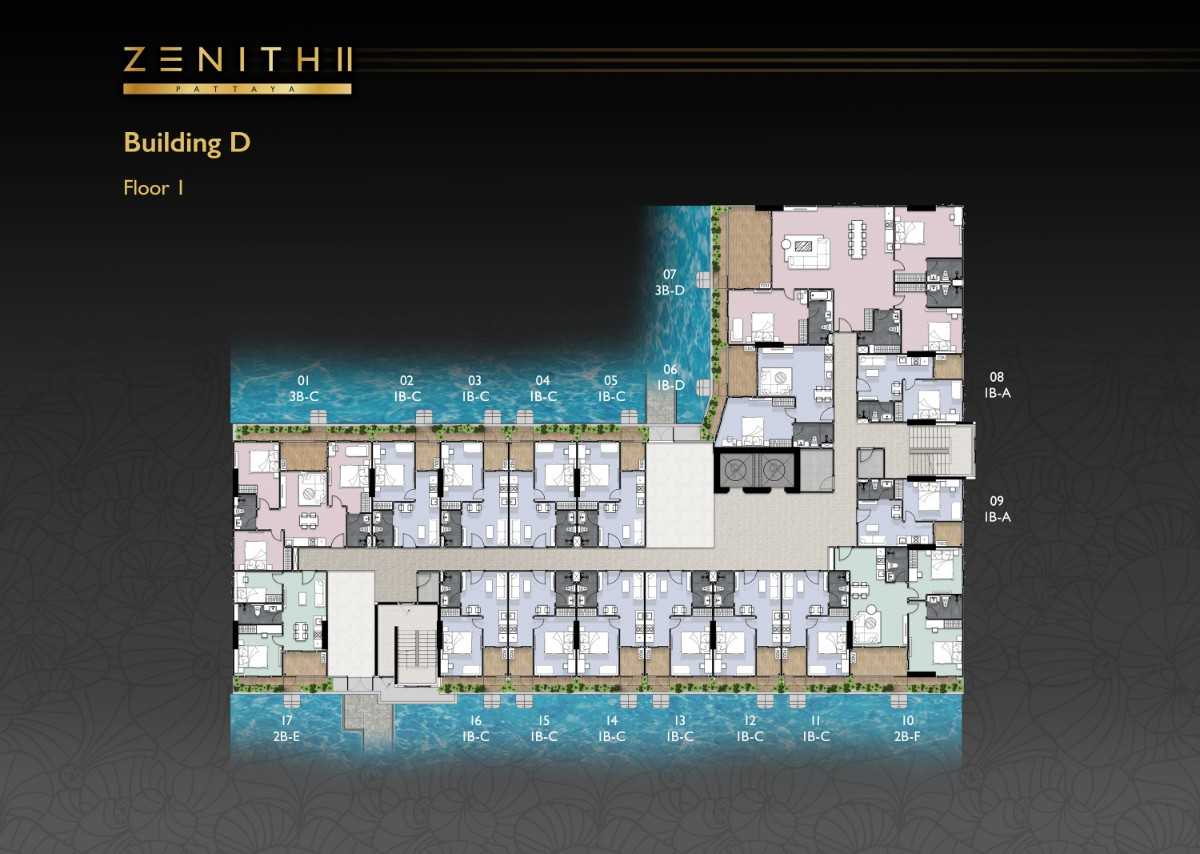 Zenith Pattaya II 2 Bedroom Corner Suite Plan