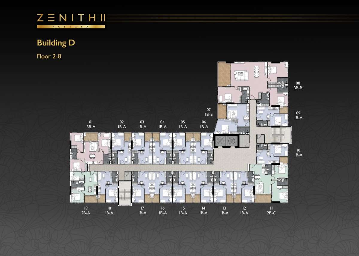 Zenith Pattaya II 2 Bedroom Corner Suite Plan