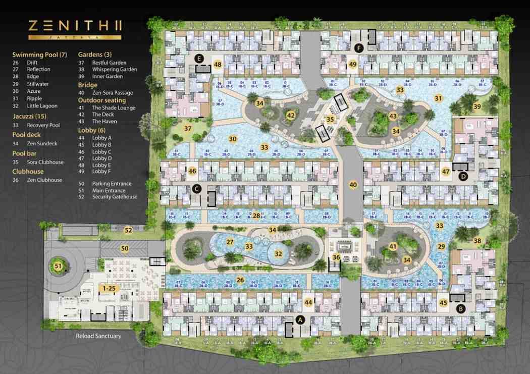 Zenith Pattaya II 2 Bedroom Corner Suite Plan